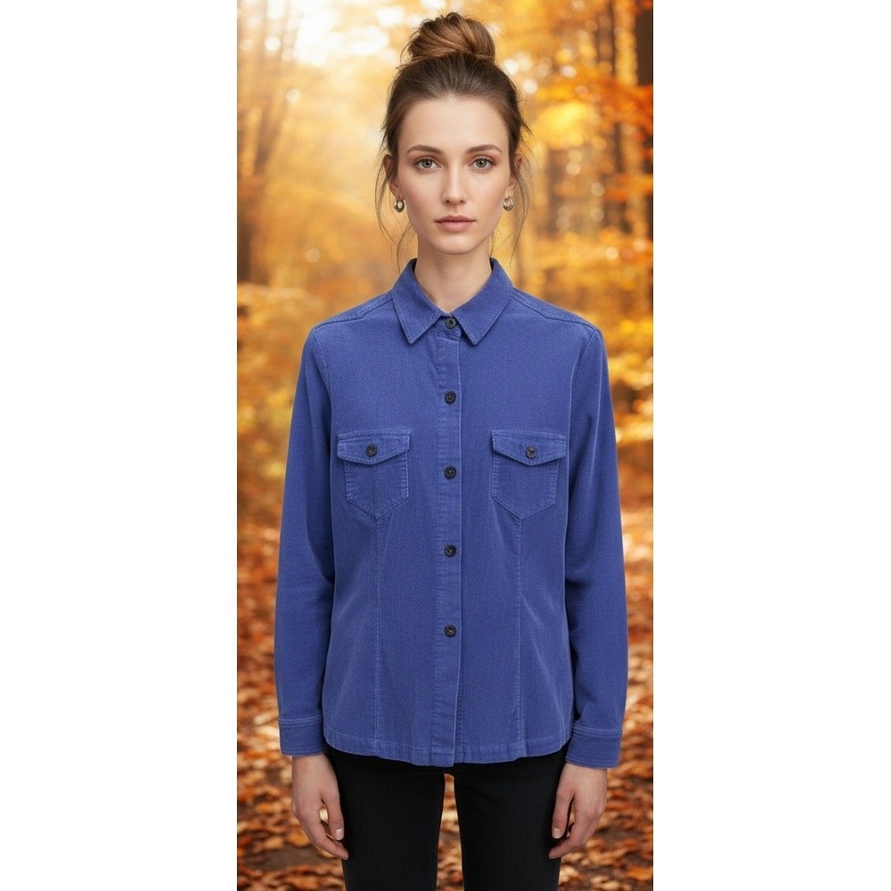 Willow‎ Button Front Shirt Jacket Womens Size Large Corduroy Pockets Preppy Y2K